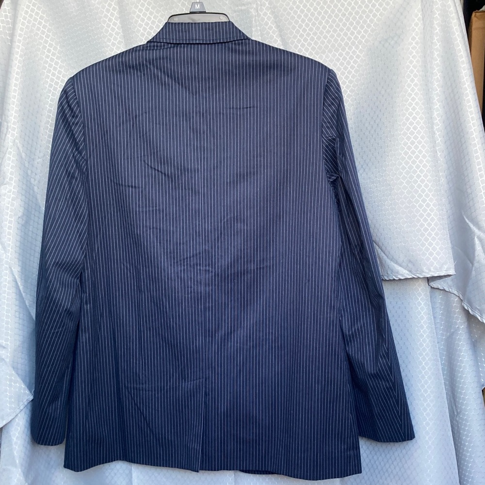 Vintage 90s The limited navy blue pin stripe blazer hidden shoulder pad - Picture 12 of 17
